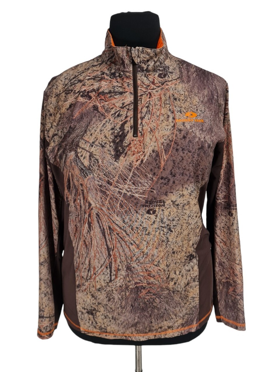 Mossy Oak Mens Shadow Branch Camouflage Top Size L 1/4 Zip Long Sleeve Hight NCK