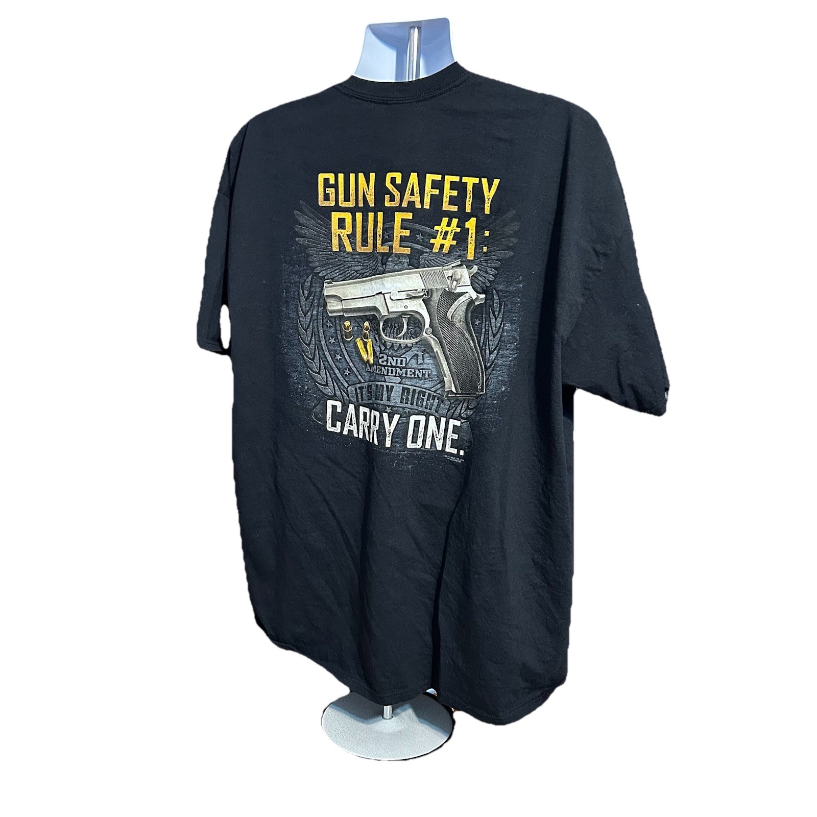 Buck Wear Gun Safety Rule #1 Carry One 2nd Amendment Shirt Men 2XL Black 2014