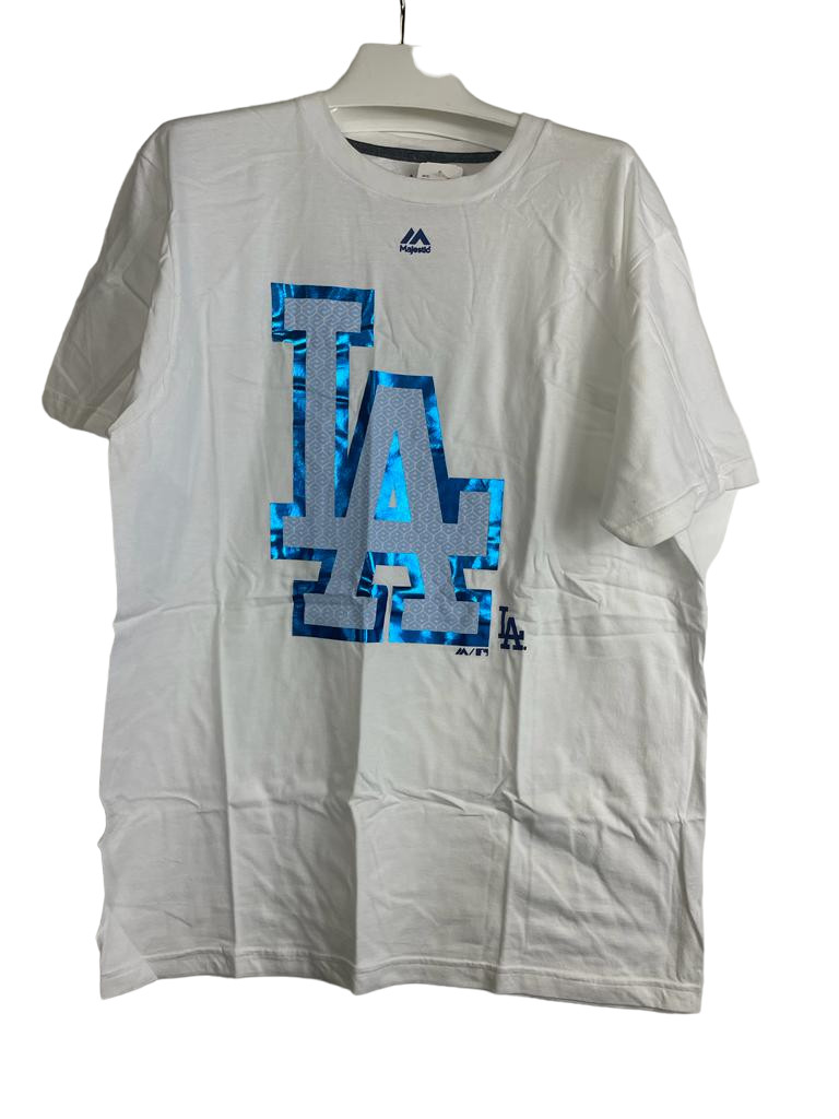 Majestic Men s Los Angeles Dodgers Push Through Short-sleeve T-shirt,White,Large