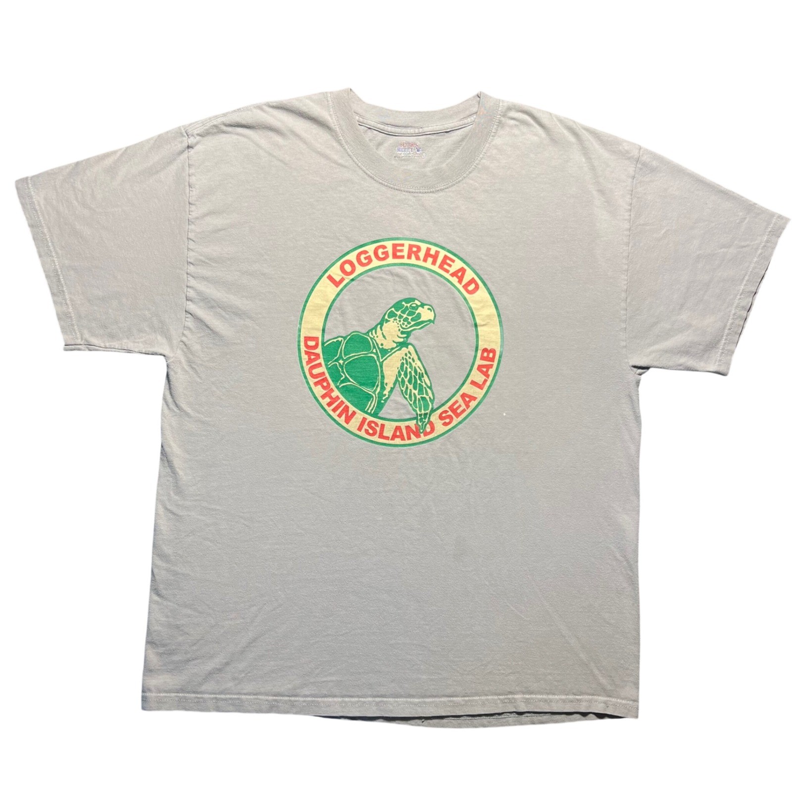 Vintage Dauphin Island Sea Lab Loggerhead Turtle T Shirt Grey XL Hanes Beefy T