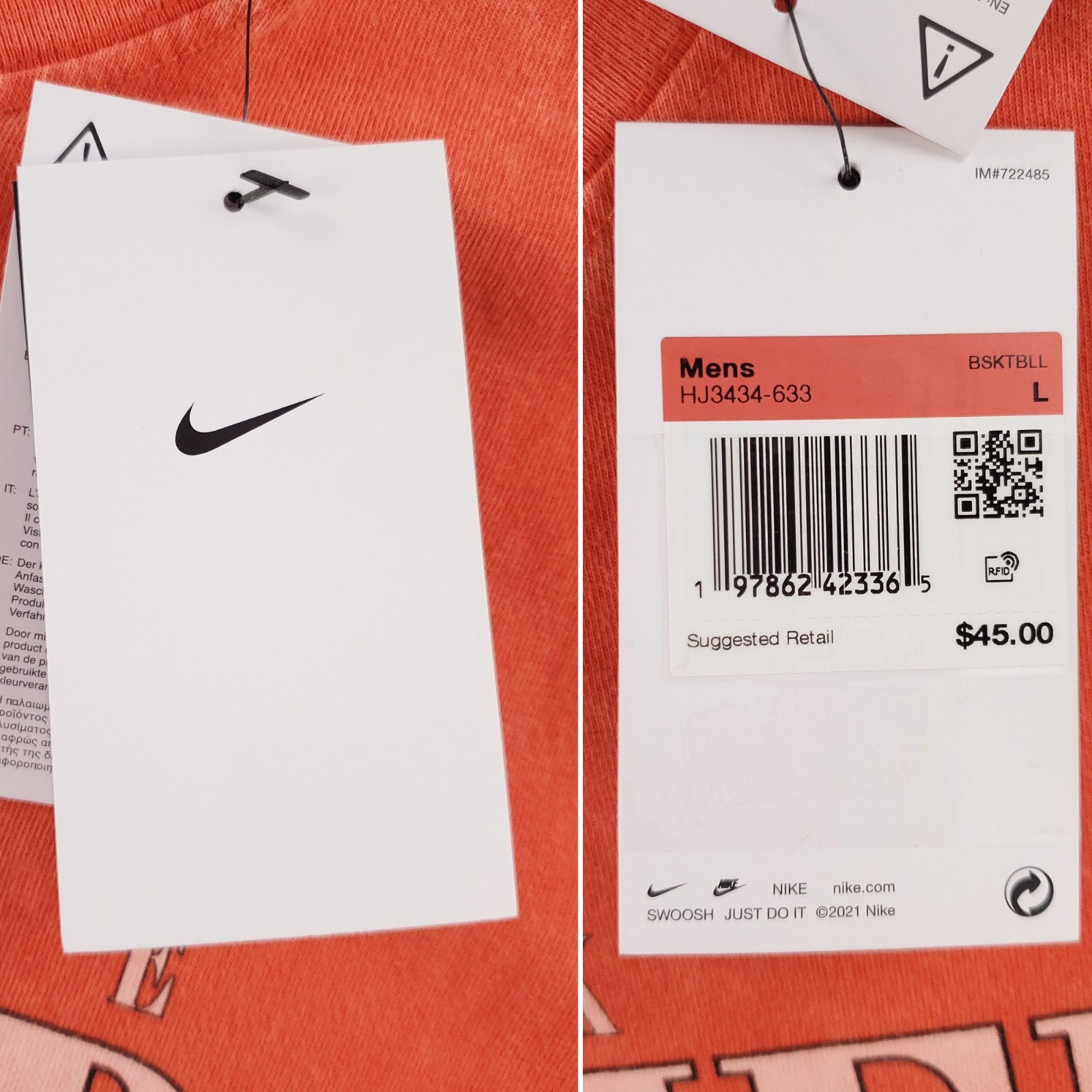 Nike Tee Max90 Summer League Basketball T-shirt Sunfade Wash Large Loose NWT