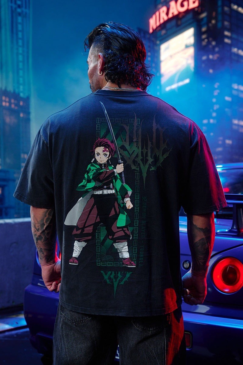 YOUNGLA-4266- DEMON SLAYER: KIMETSU NO YAIBA-CHARACTER TEES-Nichinin Sword-LARGE