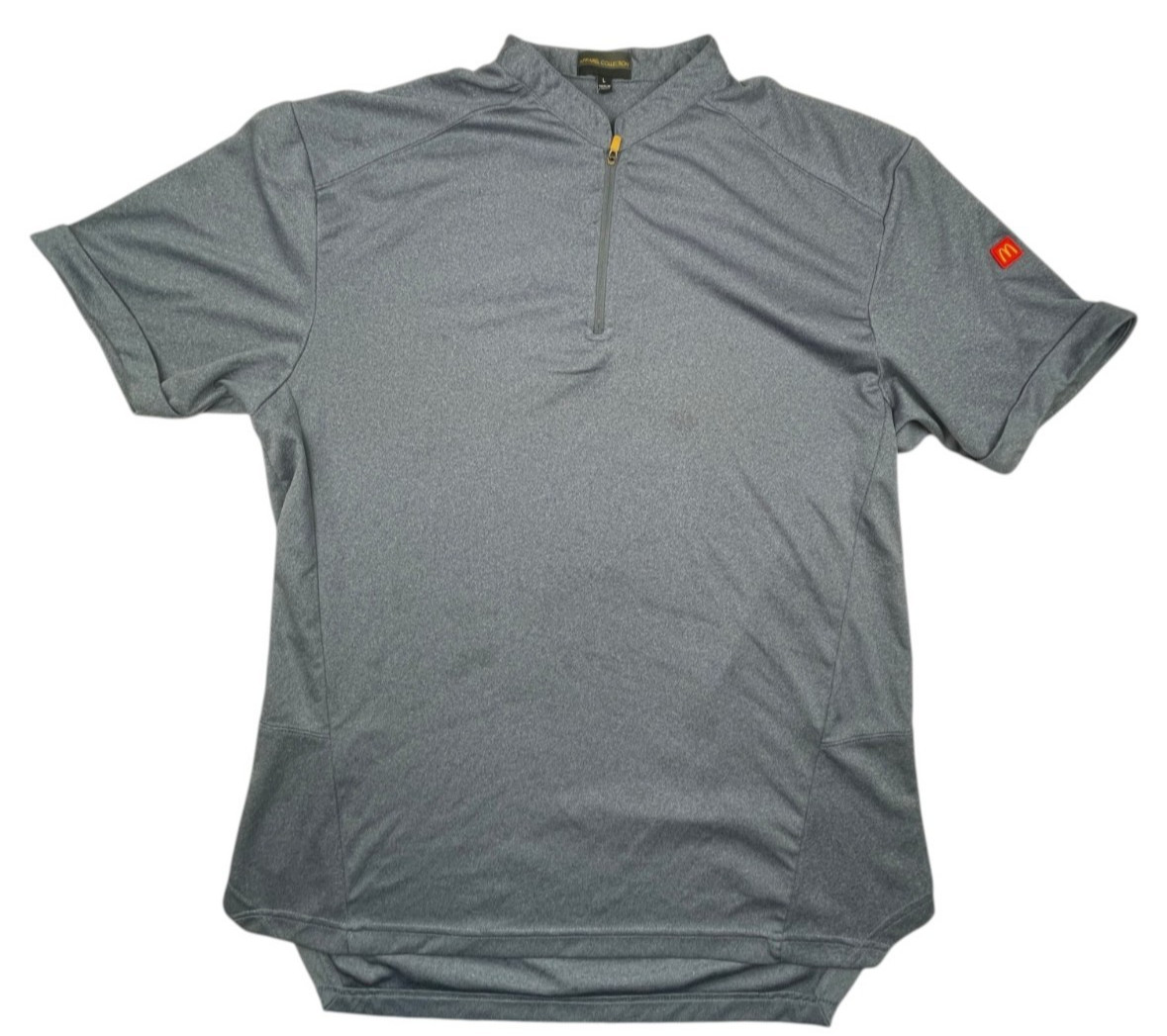 McDonald’s Heather Blue 1/4 Zip Short Sleeve Pullover Work Shirt Size LARGE