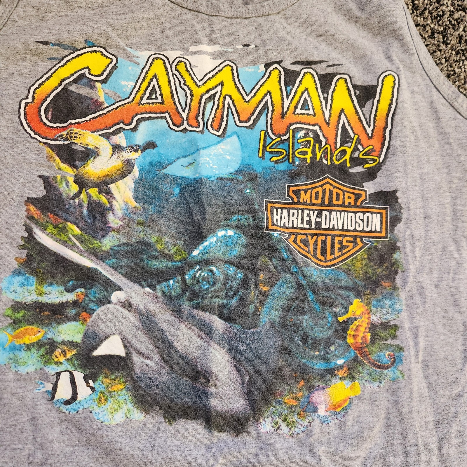 Vintage Harley Davidson Grand Cayman Islands XL Tank Top Pirates Stingray Retro