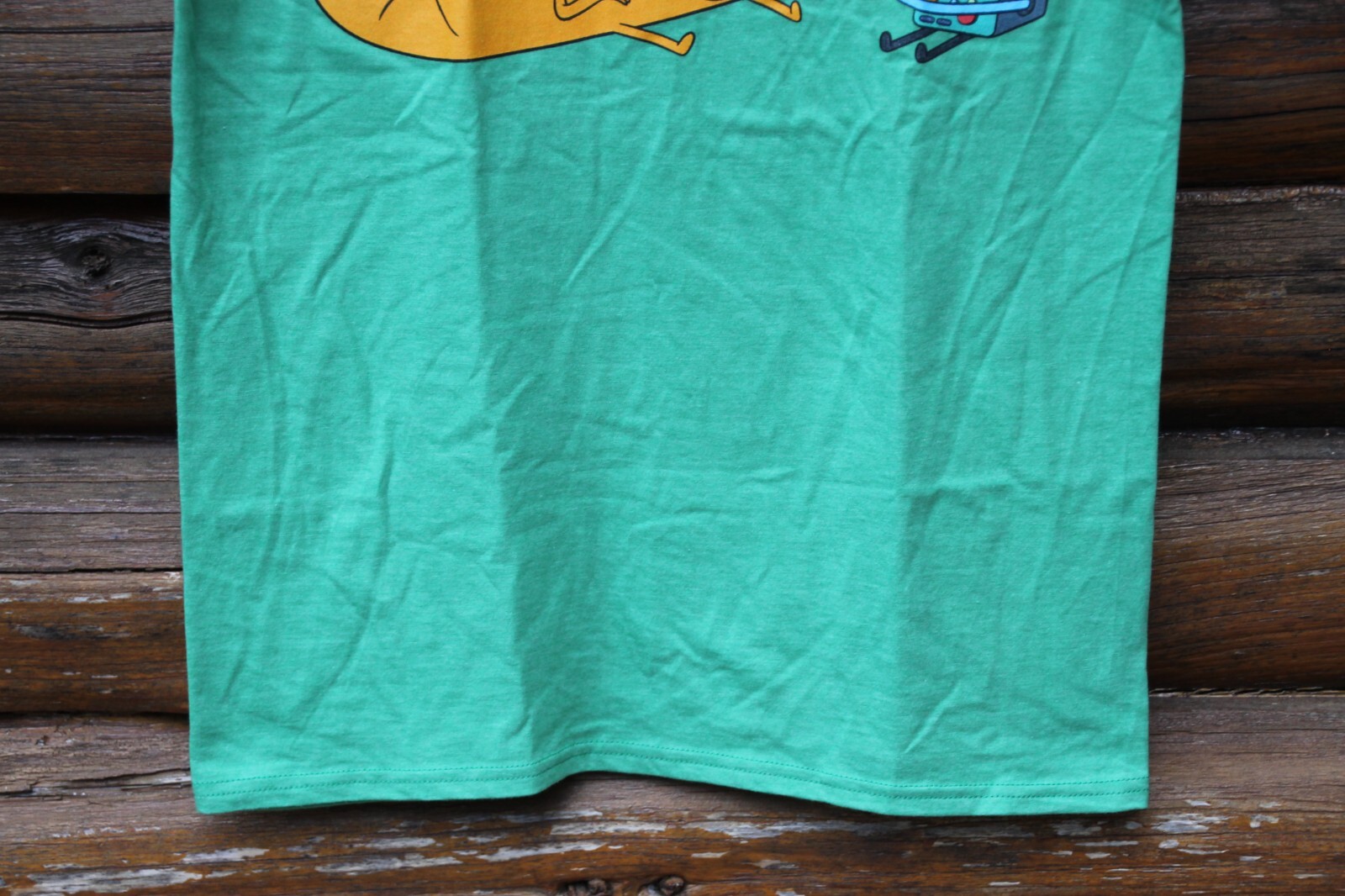Adventure Time Cartoon Network Jake Finn BMO Hot Dog Green Shirt Size Medium NWT