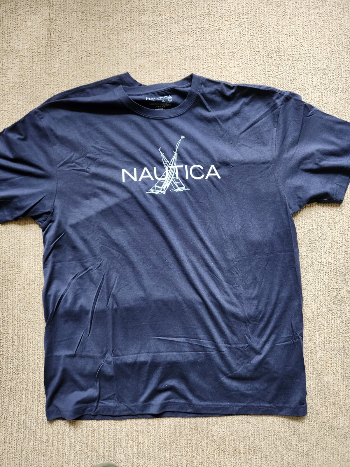 Lot Of 2 Nautica TShirts XXL Made In USA Navy Blue Red Logo Cotton Sport Boating