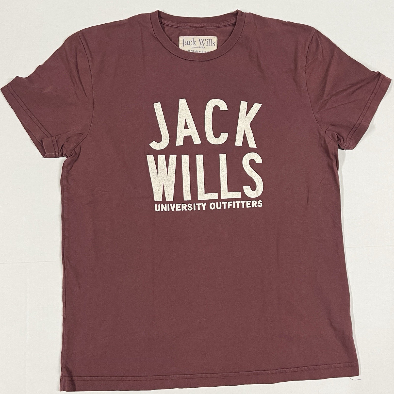 Jack Wills T Shirt Sz L Slim Fit Classic Wear University Outfitters Maroon