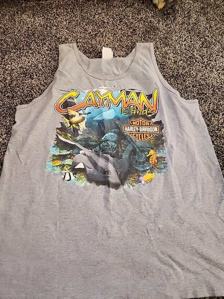 Vintage Harley Davidson Grand Cayman Islands XL Tank Top Pirates Stingray Retro