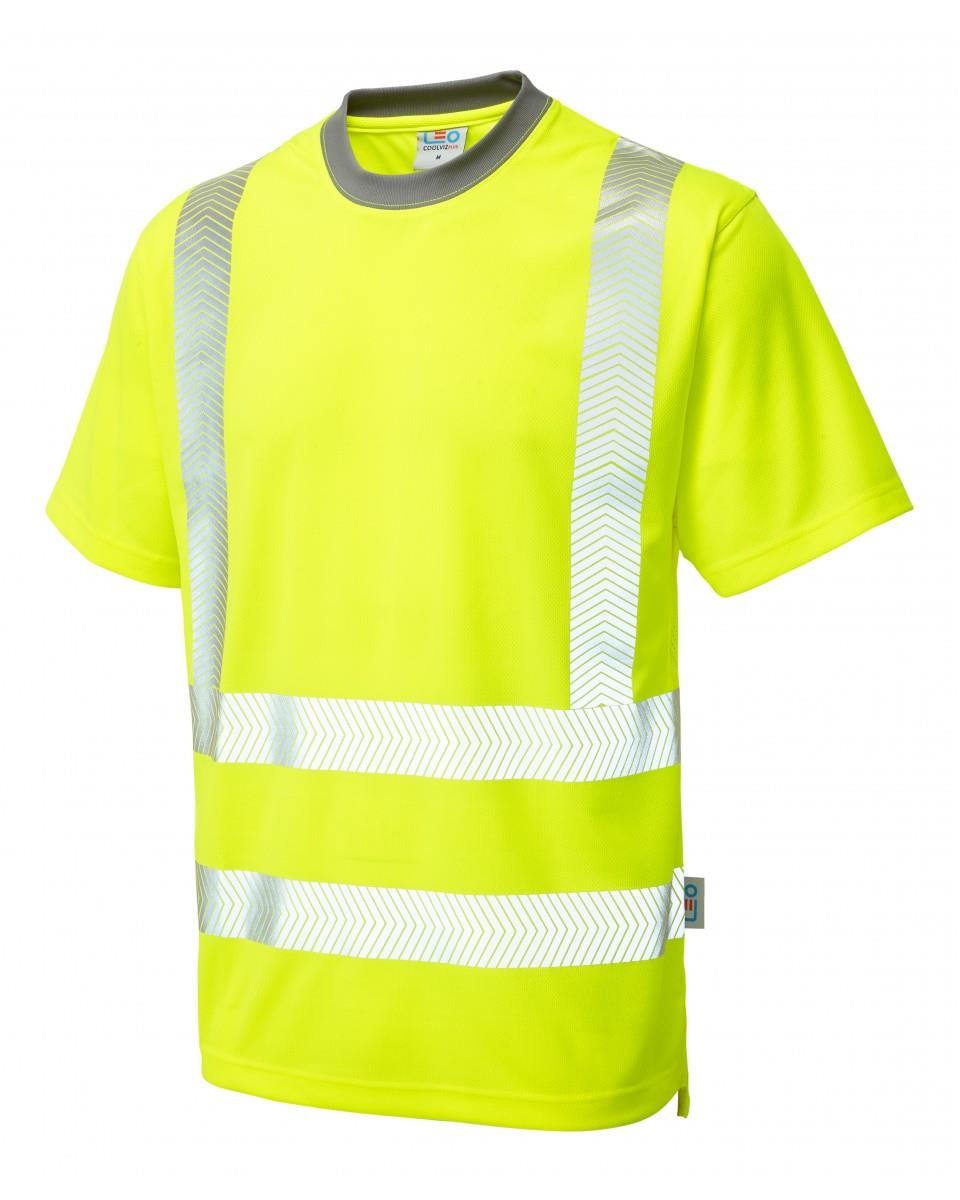 Leo Larkstone Recycled Sustainable High Visibility Yellow Coolviz T-shirt