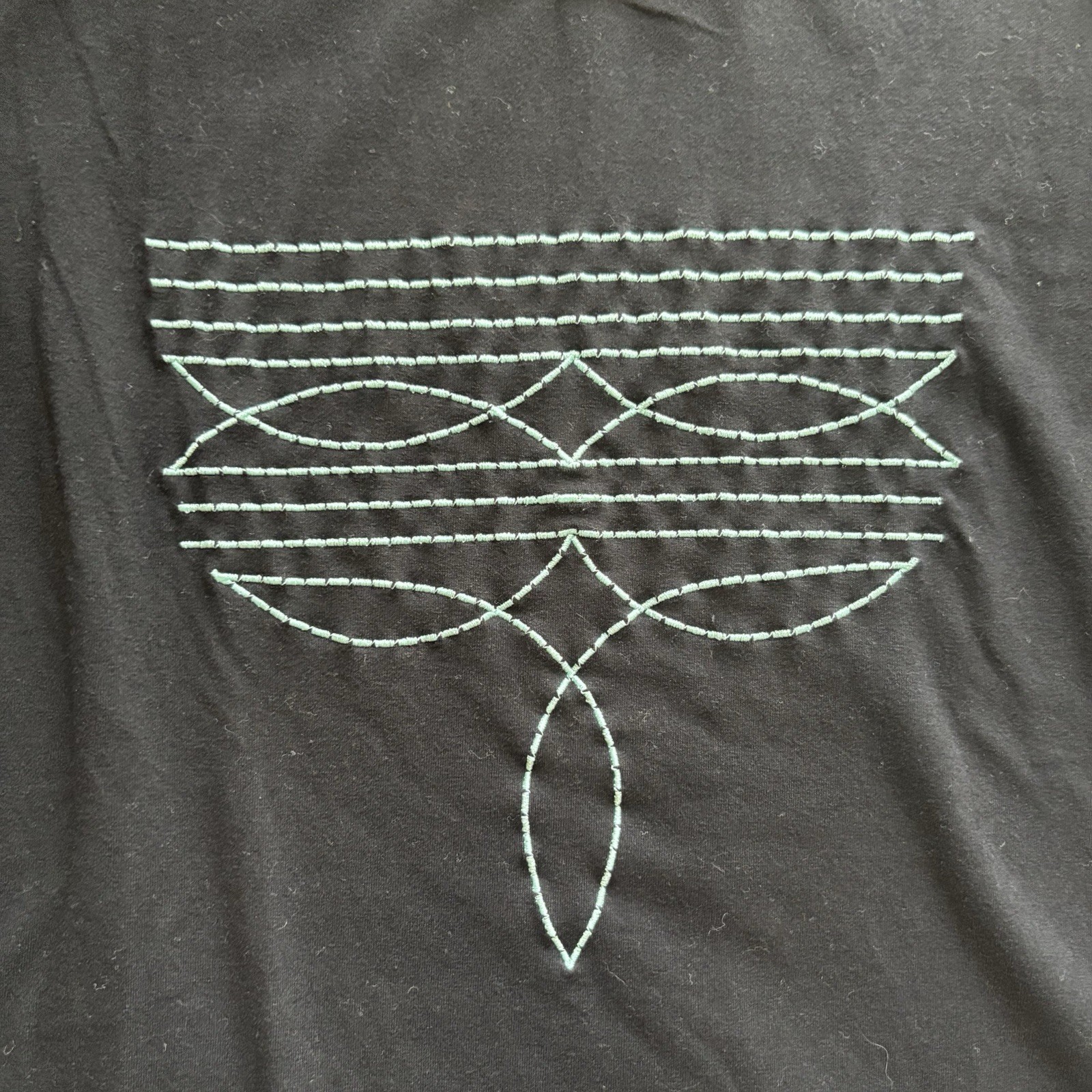 Black Graphic Print Crew Neck Short Sleeve Embroidered T-Shirt Unisex Size S