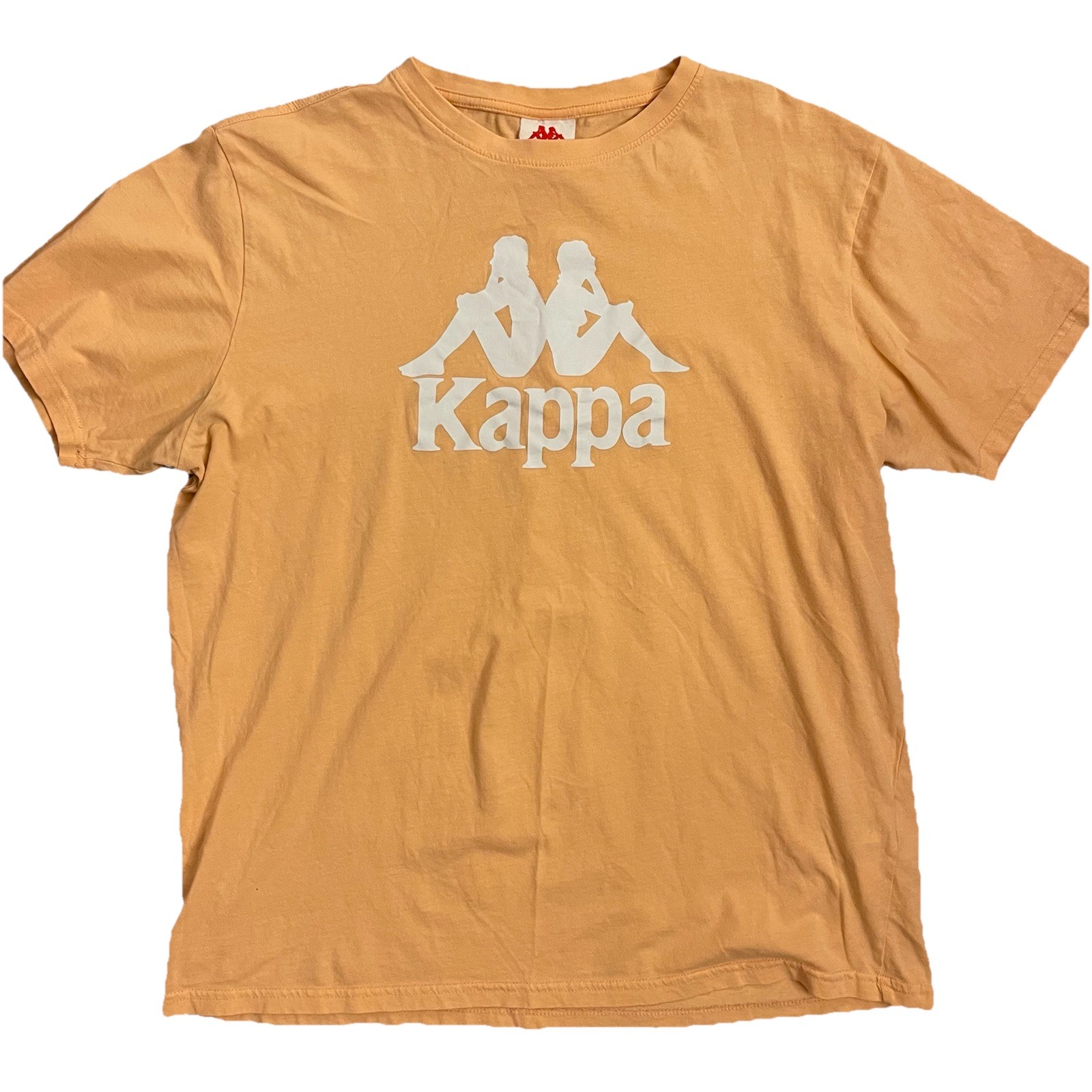 KAPPA T-Shirt Estessi Logo Mens Size XL Orange Peach White Streetwear Skater