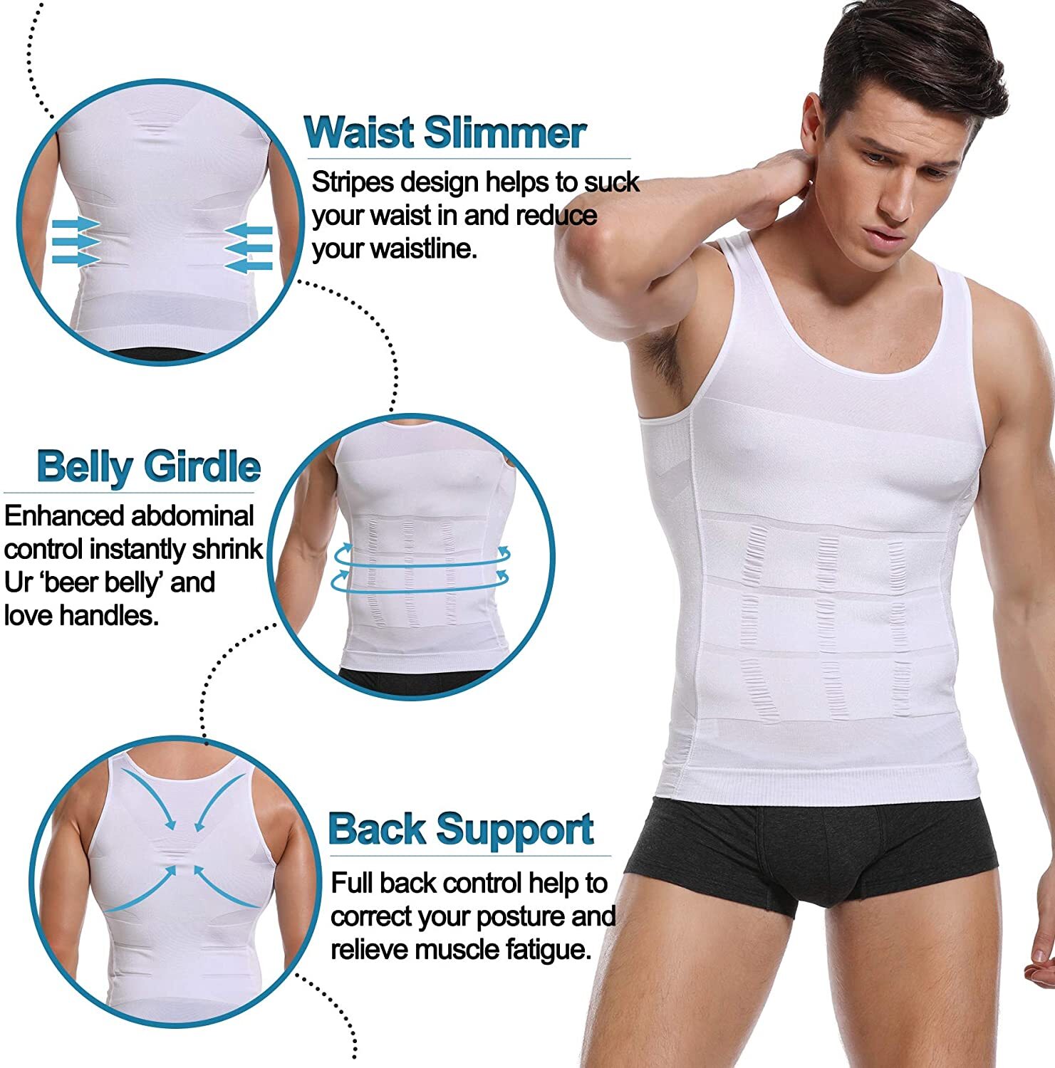 Men’s Cool Dry Short Sleeve Compression Shirts Sports Baselayer Workout Tank Top