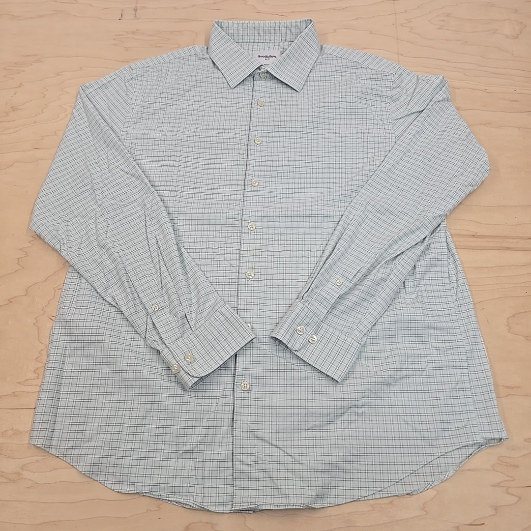 Men Goodfellow & Co Long Sleeve Stretch-Collar Button-Down Shirt Size 17-17.5