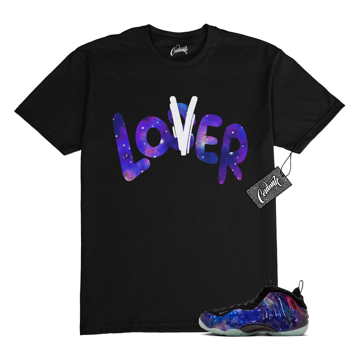 Galaxy Foamposite One Zoom Rookie Obsidian Black Anthracite T Shirt Match LOVER