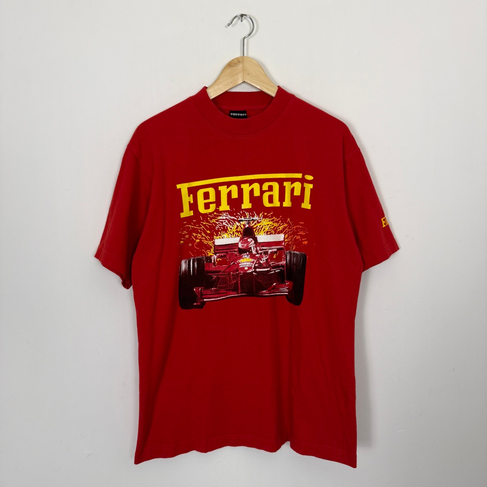 Vintage 90s Ferrari Formula 1 F1 Racing Tee Shirt Car Automotive Nascar Red