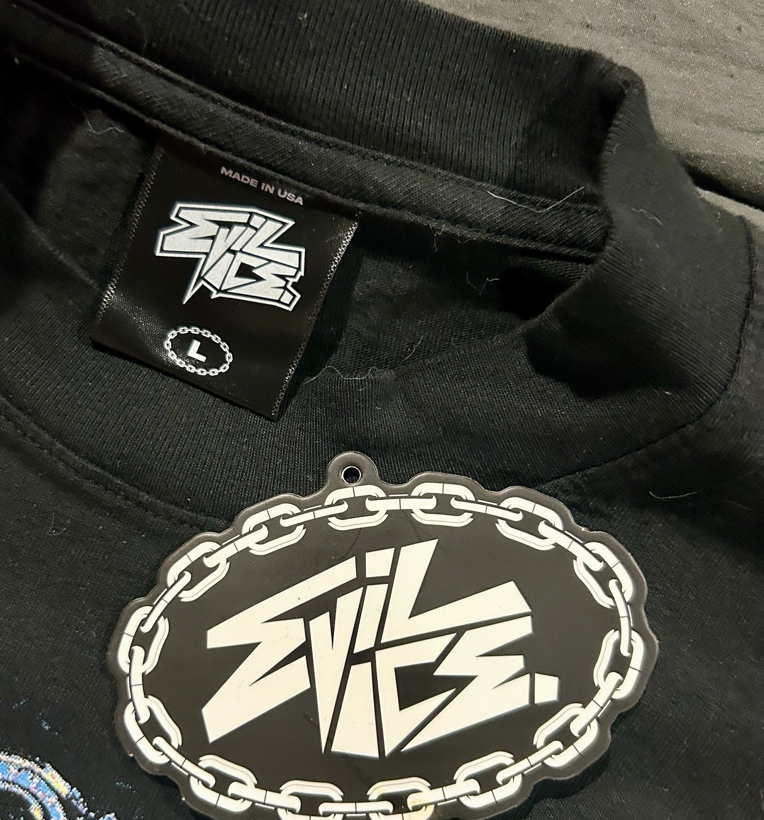 Evil Vice “Flame Lips” Graphic Tee – Black Men’s Size L