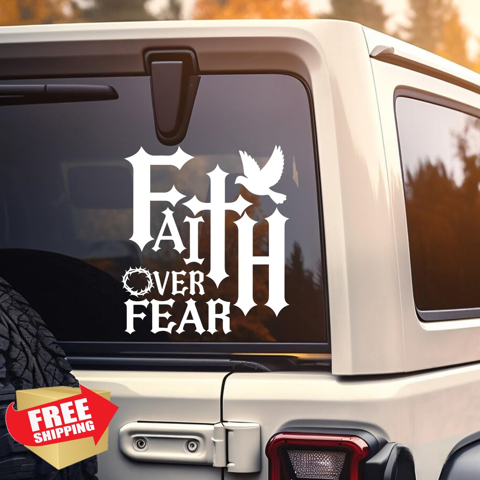 Generic Faith Over Fear car decal 5.3″x6″