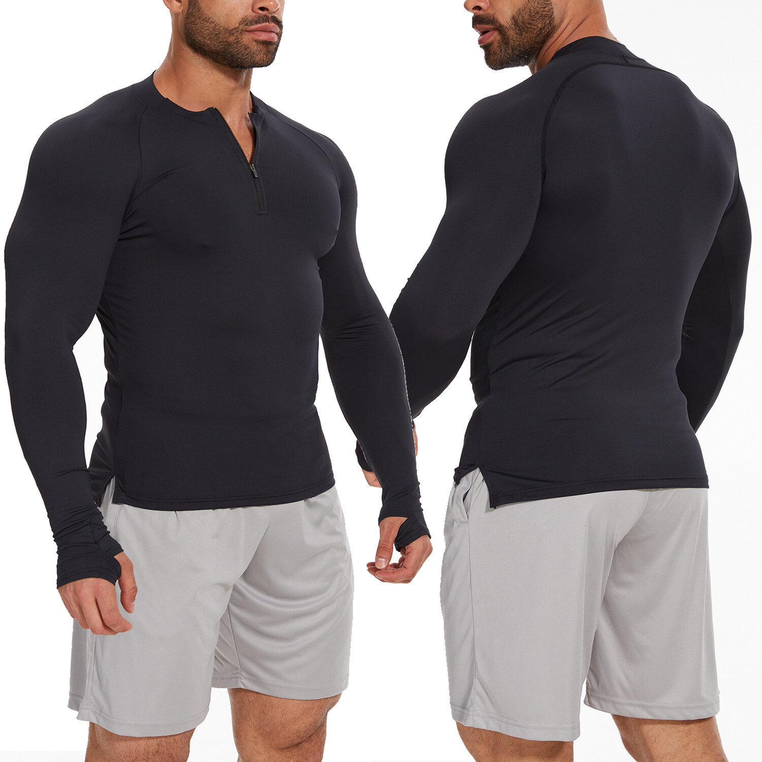 Men’s 1/4 Zip Long Sleeve Shirt Quick Dry Running Tops Athletic Quarter T-Shirt