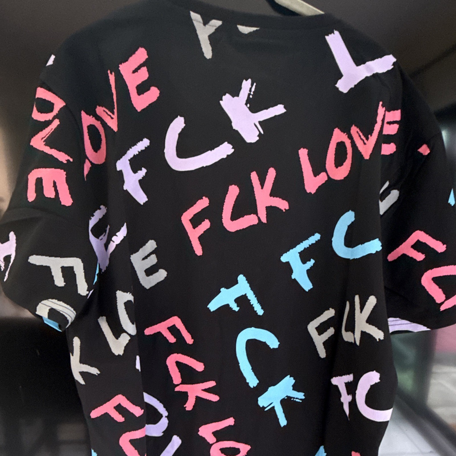 FCK LoVE Graphic Print Black Men’s XL Cotton Crew Neck Short Sleeve
