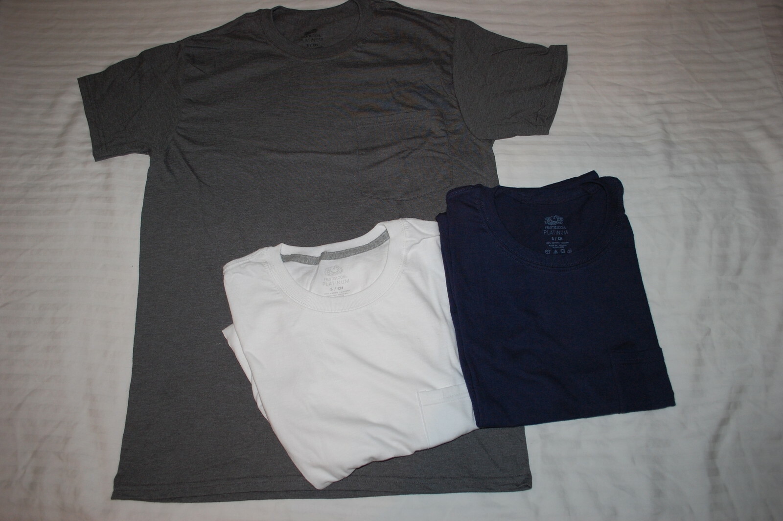 Mens 3 LOT S/S TEE SHIRT Solid Colors NAVY BLUE, DARK GRAY, WHITE Size 4XL 58-60