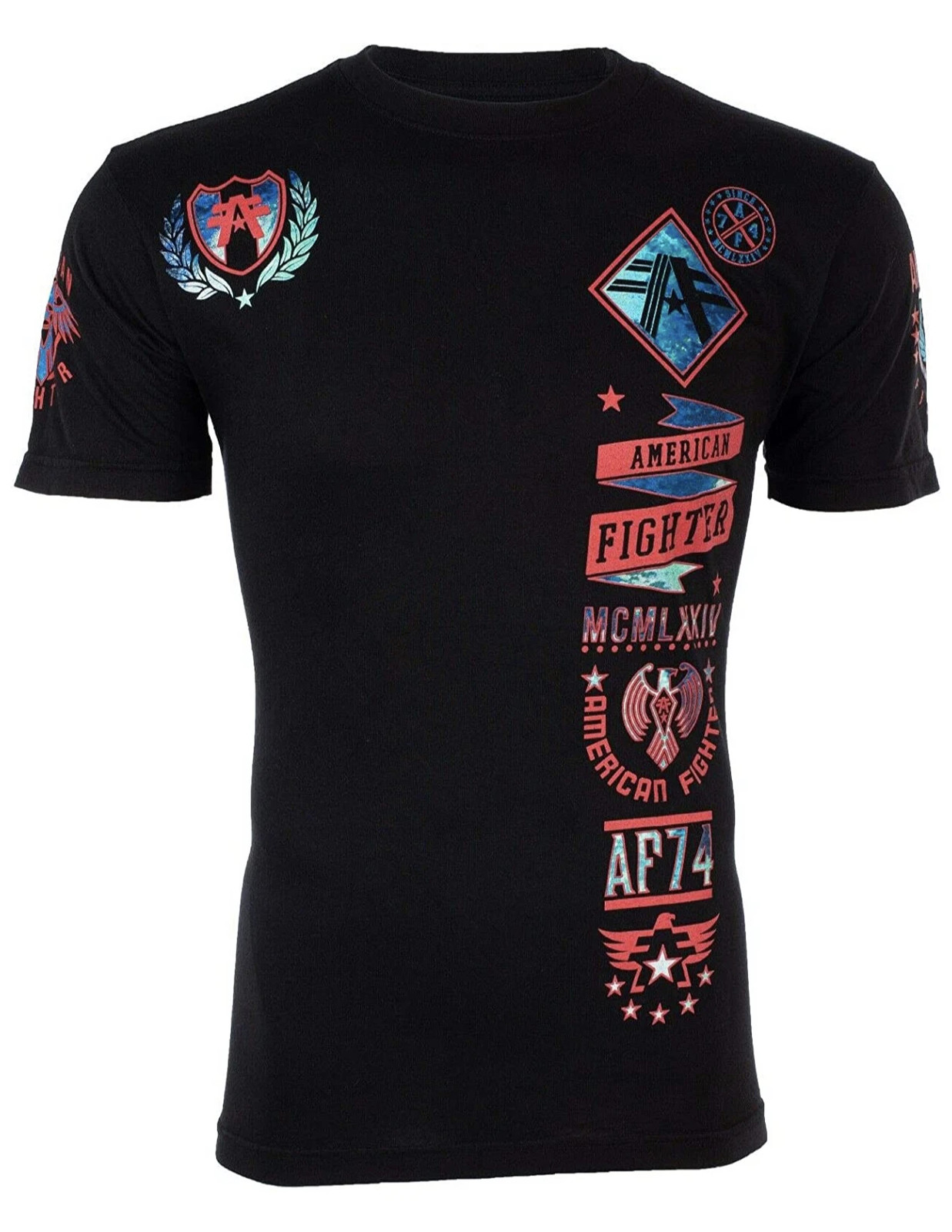 AMERICAN FIGHTER Men’s T-Shirt LANDER Biker Black Athletic MMA S-4XL