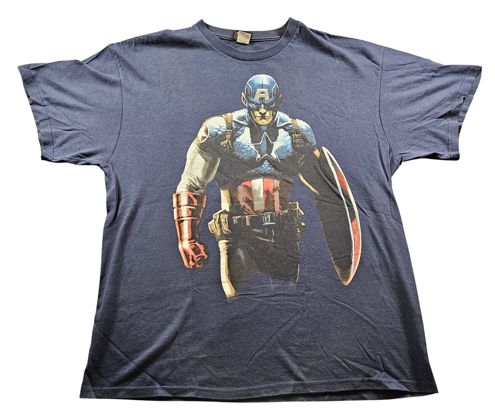 Marvel Captain America Shirt Mens XL Blue Mad Engine 2012 Superhero Movie Tee