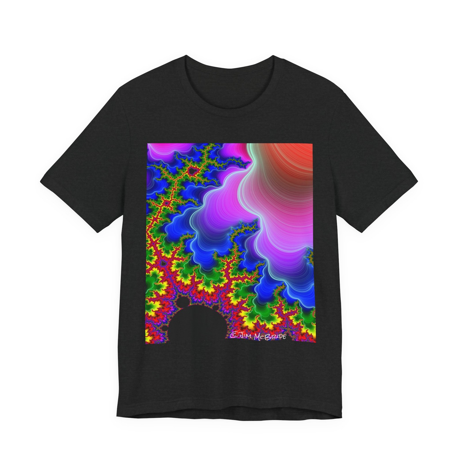 Double-Sided Psychedelic Fractal Swirl T-Shirt | Abstract Colorful Optical Art