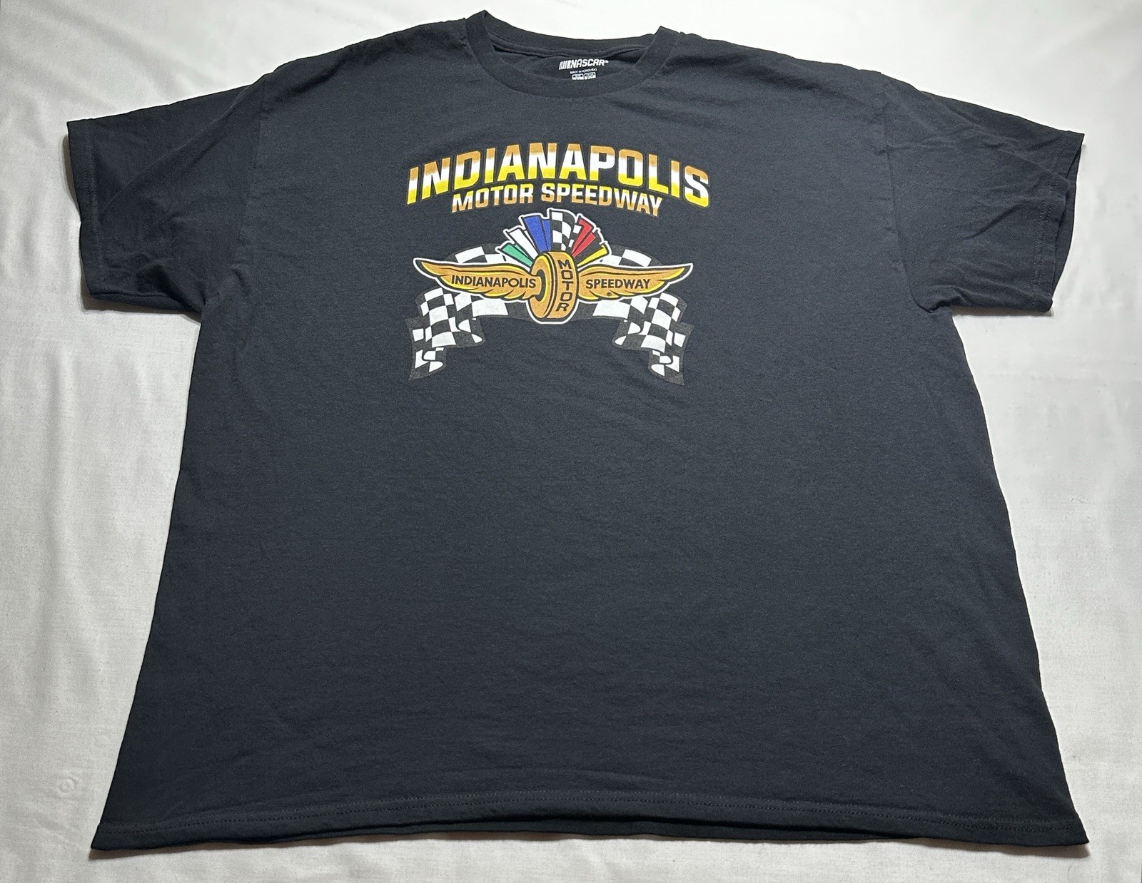Indianapolis Motor Speedway Winged Wheel Logo Tee Shirt Black Mens Size XL