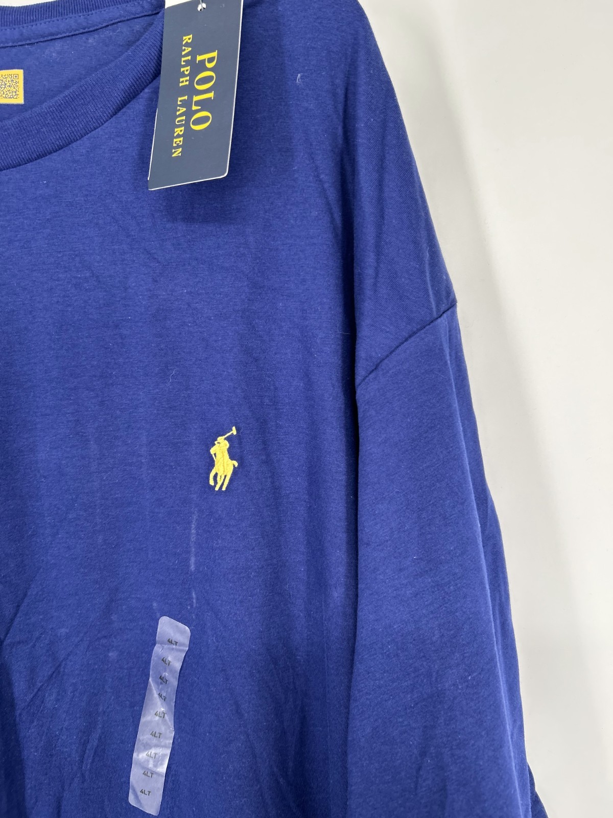 Polo Ralph Lauren T Shirt Men 4XLT Blue Embroidered Pony Logo Crew Neck Pullover