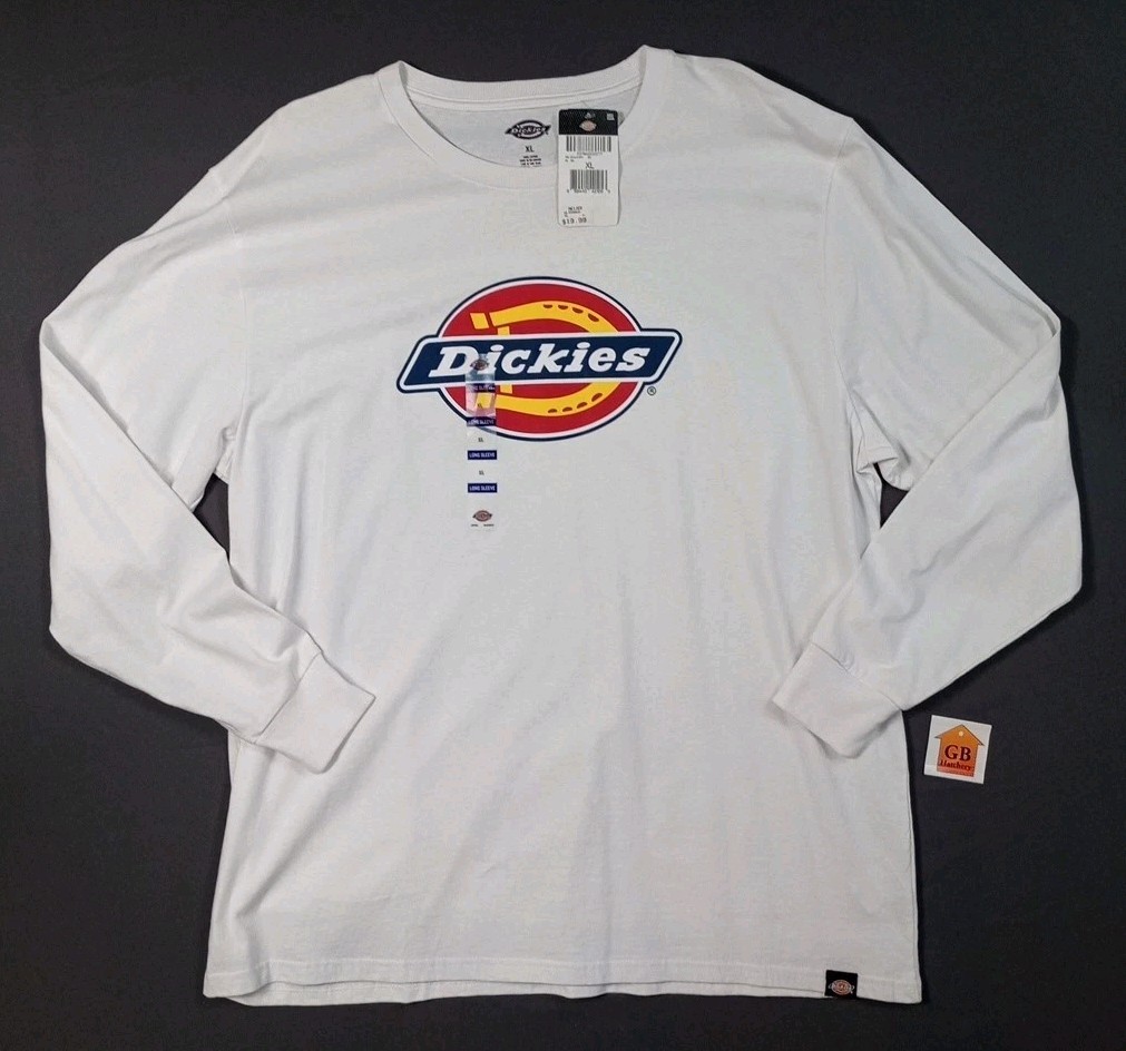 Dickies Mens XL Long Sleeve Tri-Color Logo Graphic T-Shirt Heavyweight Tee