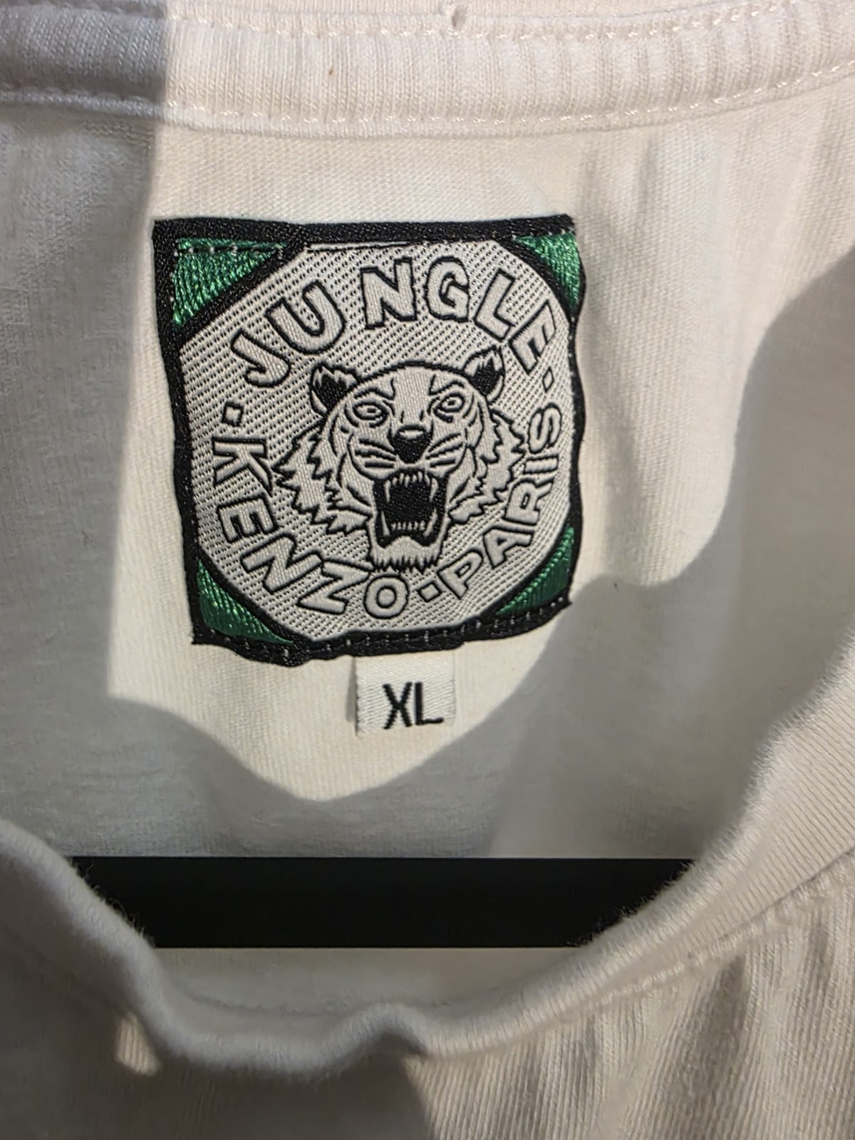 KENZO Men’s White Tiger Graphic Embroidered Logo Crew Neck Cotton Tee XL