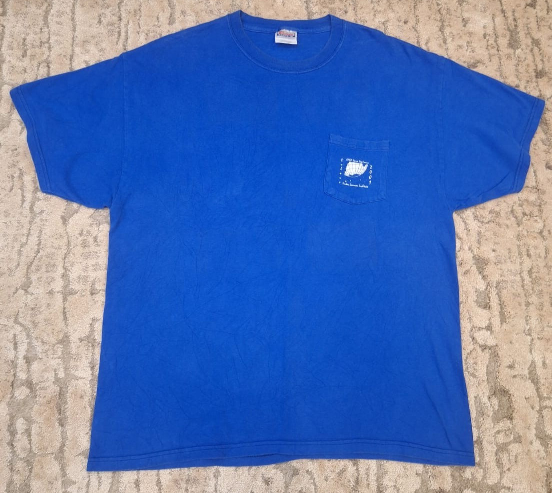 Vintage 2001 Hanes Beefy-T Blue NASA Space Program Graphic T-Shirt Pocket Tee XL