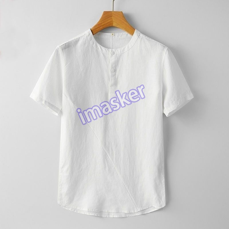 Retro Chinese Style Mens Pullover Linen Short Sleeve Tops T Shirts Summer Casual