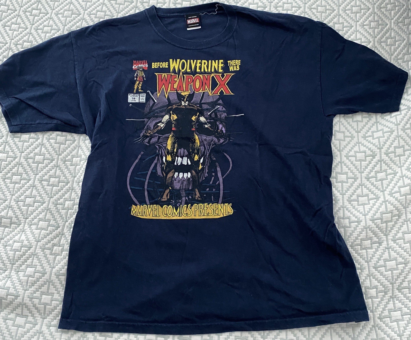 Marvel Weapon X Wolverine X-Men Adult T-Shirt Short Sleeve SS Tee Navy XL