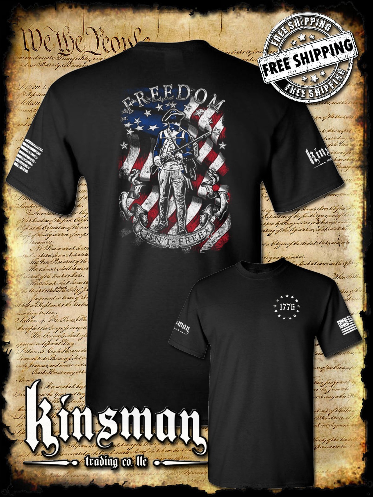 Freedom Isn’t Free Patriotic American Flag 2-Sided T-Shirt – 2nd Amendment USA