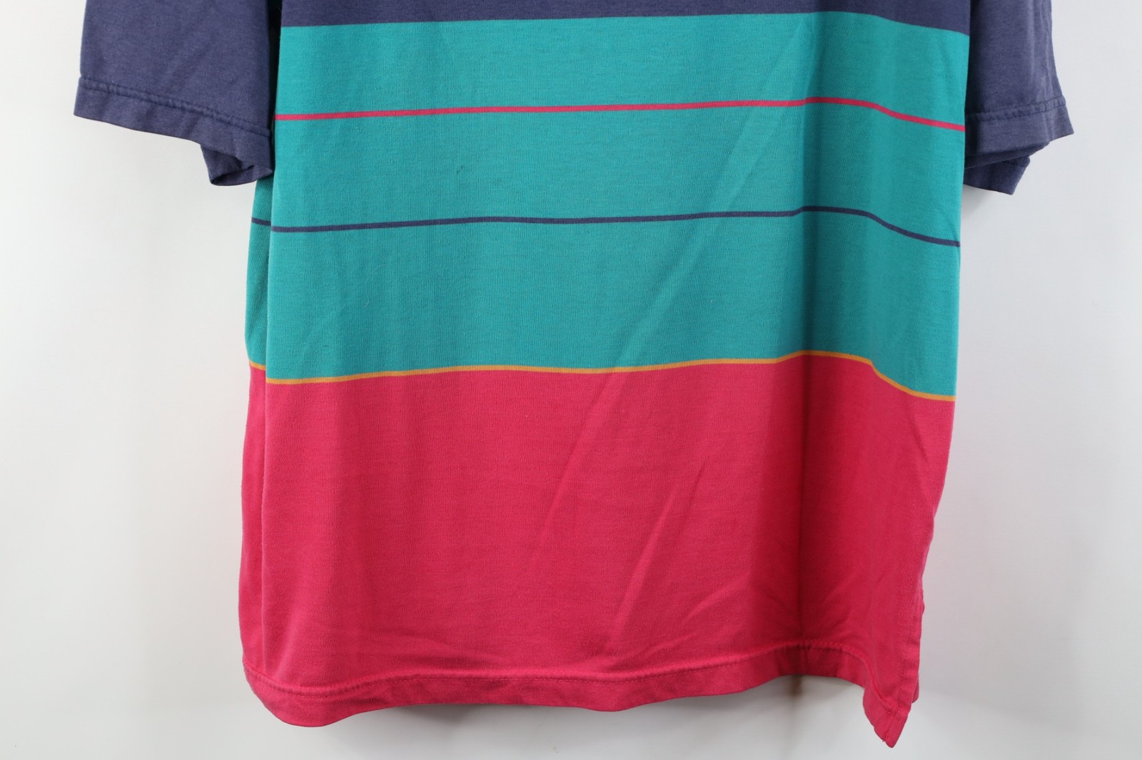 Vintage 90s Streetwear Mens Large Distressed Striped Color Block Knit T-Shirt
