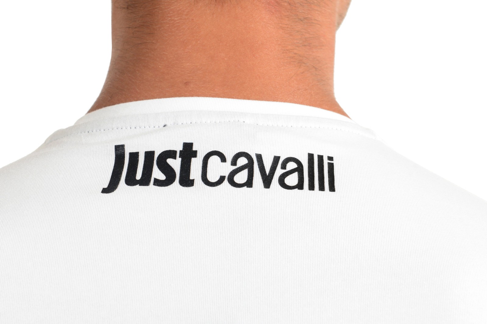Just Cavalli Men’s White Graphic Print Crewneck T-Shirt US 2XL IT 56