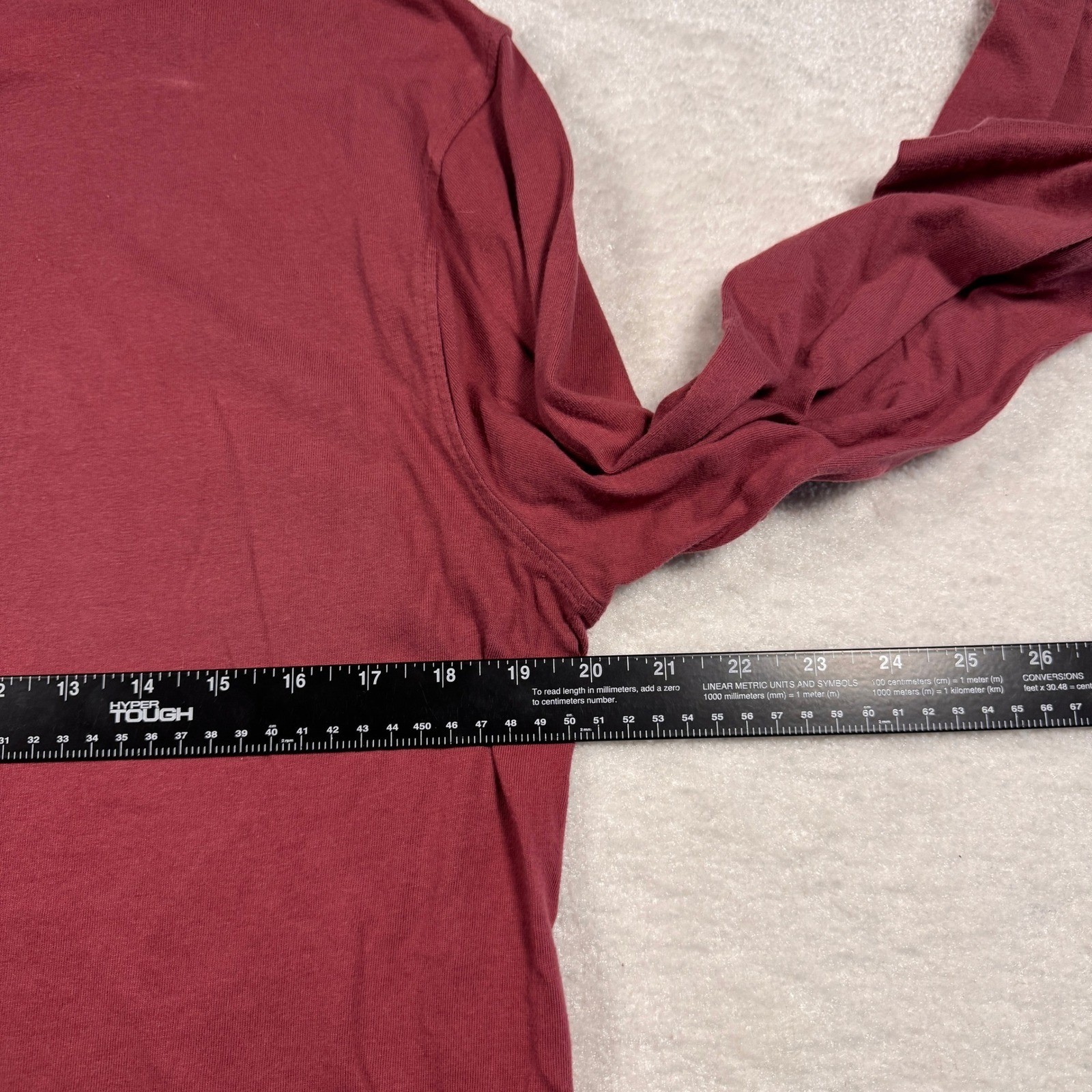 Stussy Mens Long Sleeve Logo Ribbed Collar T-Shirt Burgundy Red Size Small