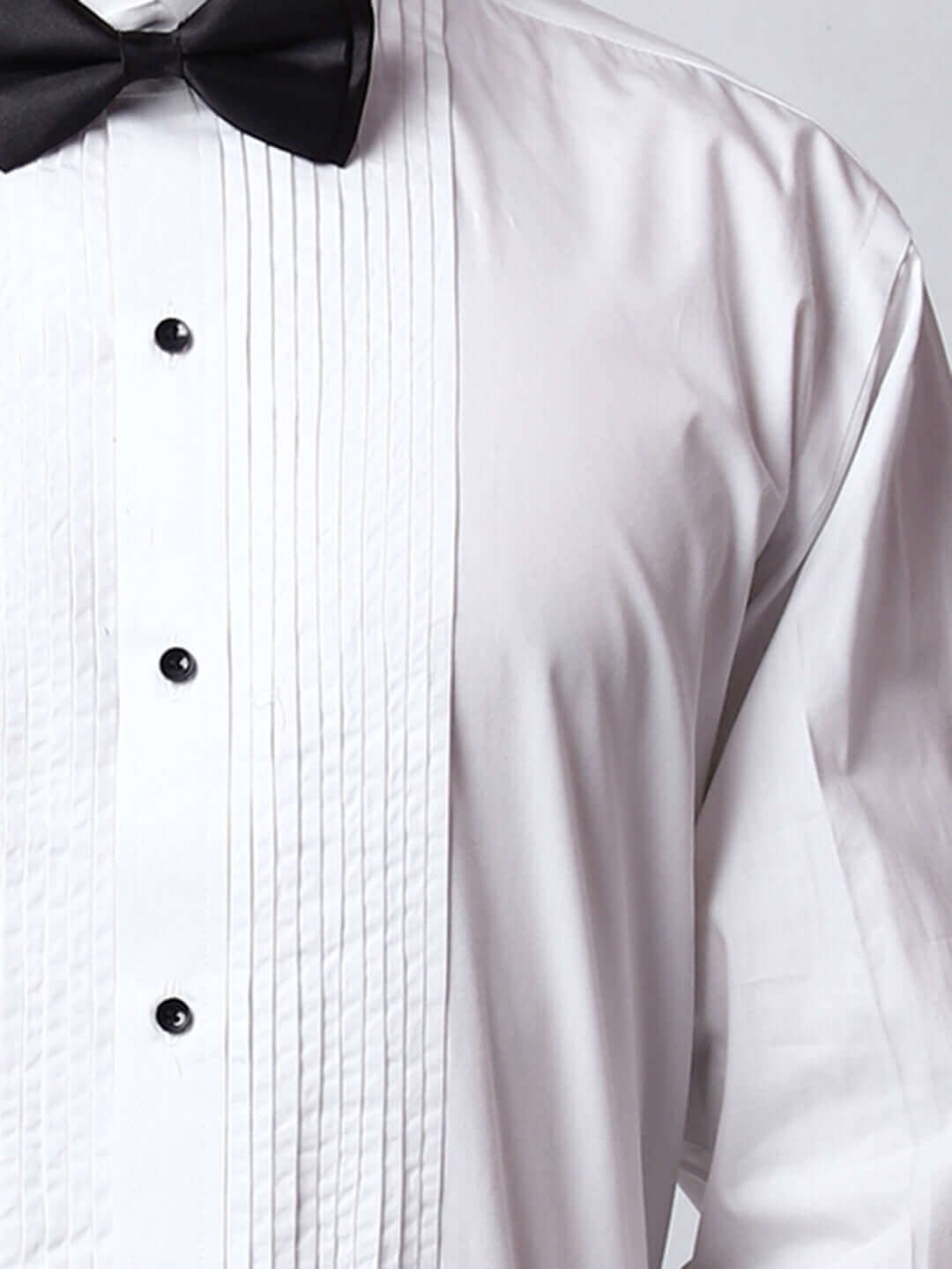 Classic White Pleated Tuxedo Shirt for Men – Formal Wedding & Black Tie Dress Sh