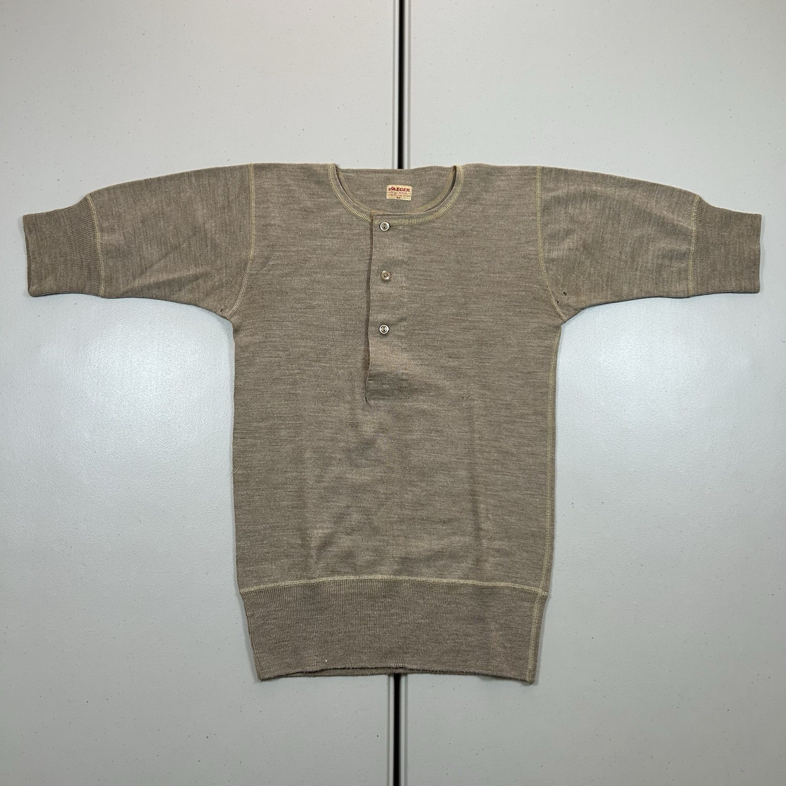 Vintage 30s 40s British Military Woolen Undershirt Henley JAEGER ALL WOOL