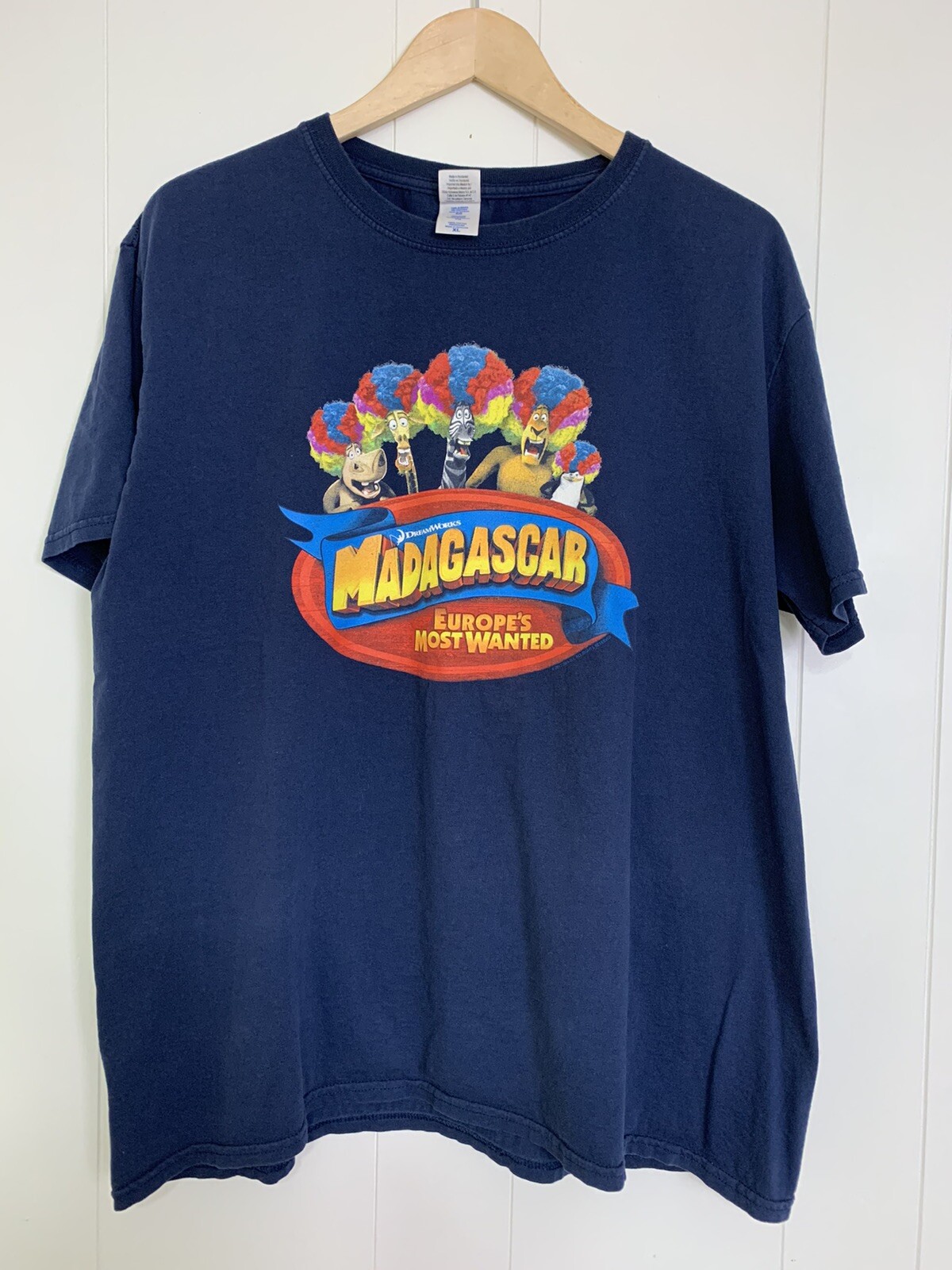 Madagascar Europes Most Wanted Promo Movie T-shirt Dreamworks Mens XL Blue