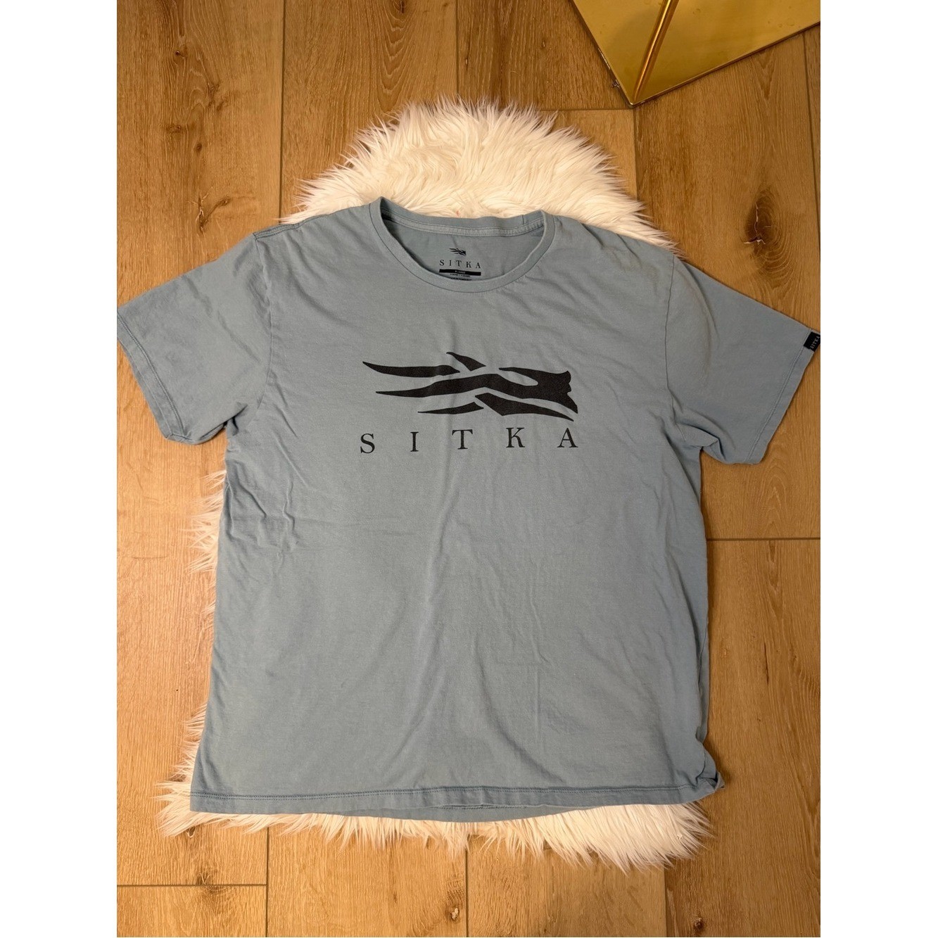 Sitka Men’s Short Sleeve Logo Tee in Light Blue 100% Pima Cotton XL