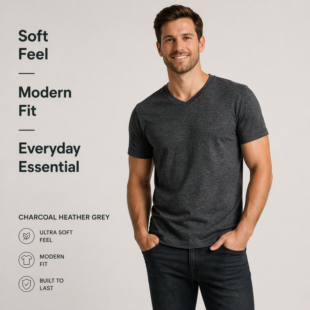 True Classic V-Neck T-Shirts 6 Pack Men Size L New No Tags Soft Premium Fit