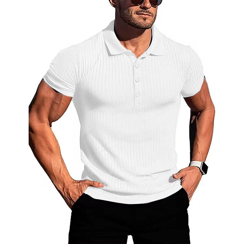 Men’s Elegant Lightweight Slim Stretchy Fabric Sports Polo Breathes Summer
