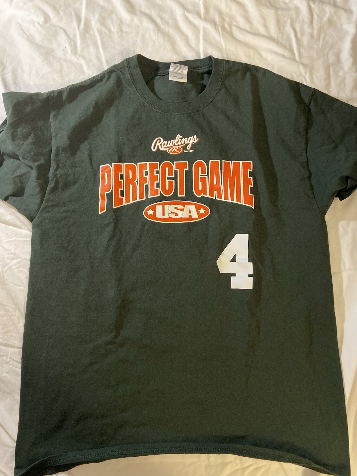 Gildan Ultra Cotton Perfect Game USA Rawlings Graphic Logo Green Tee Men’s L