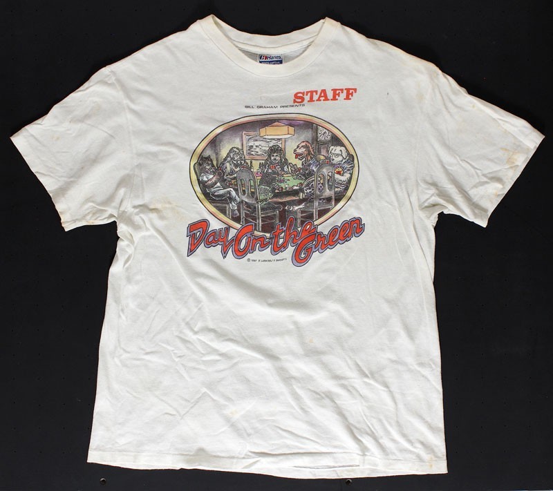Bob Dylan Grateful Dead Day on the Green 1987 Staff T-Shirt White 2 side BTH63