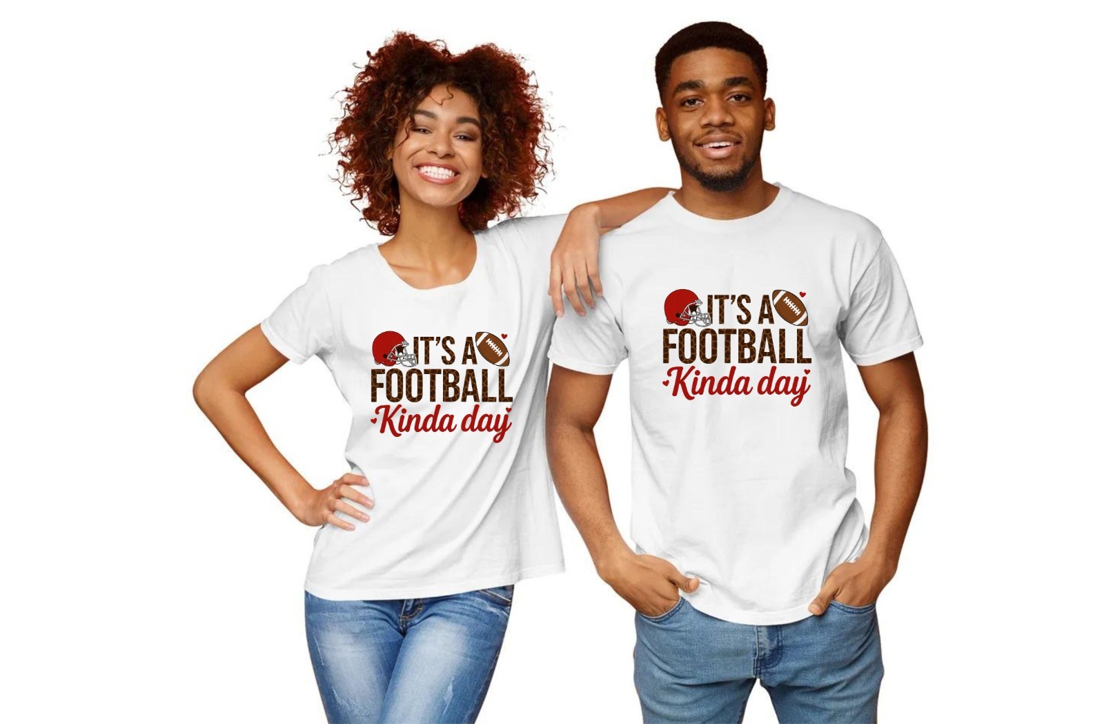 It’s Football Kinda Day T‑Shirt Cute Heart Unisex Football Tee Game Day Lovers