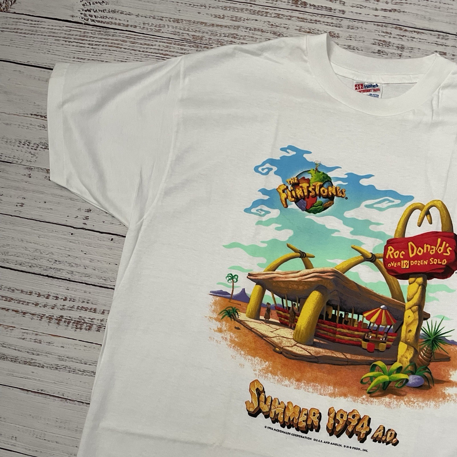 Vintage McDonald’s Flintstones 1994 T-Shirt Rockdonald’s Single Stitch Adult XL