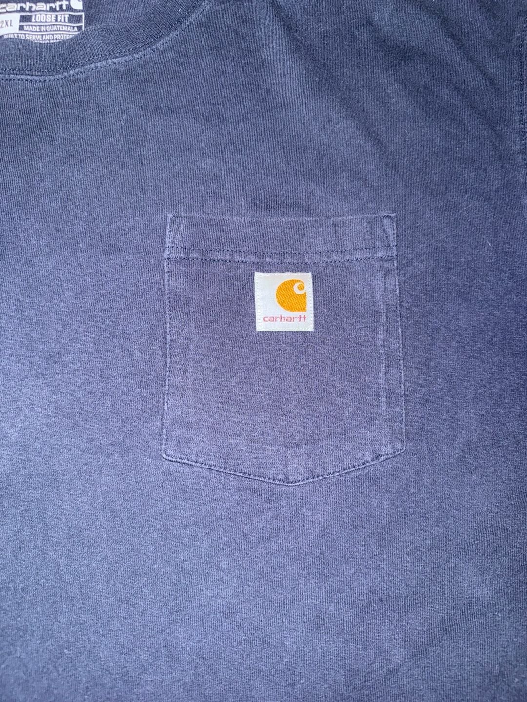 Vintage Carhartt Loose Fit Heavyweight Short Sleeve Pocket T-Shirt Navy Blue