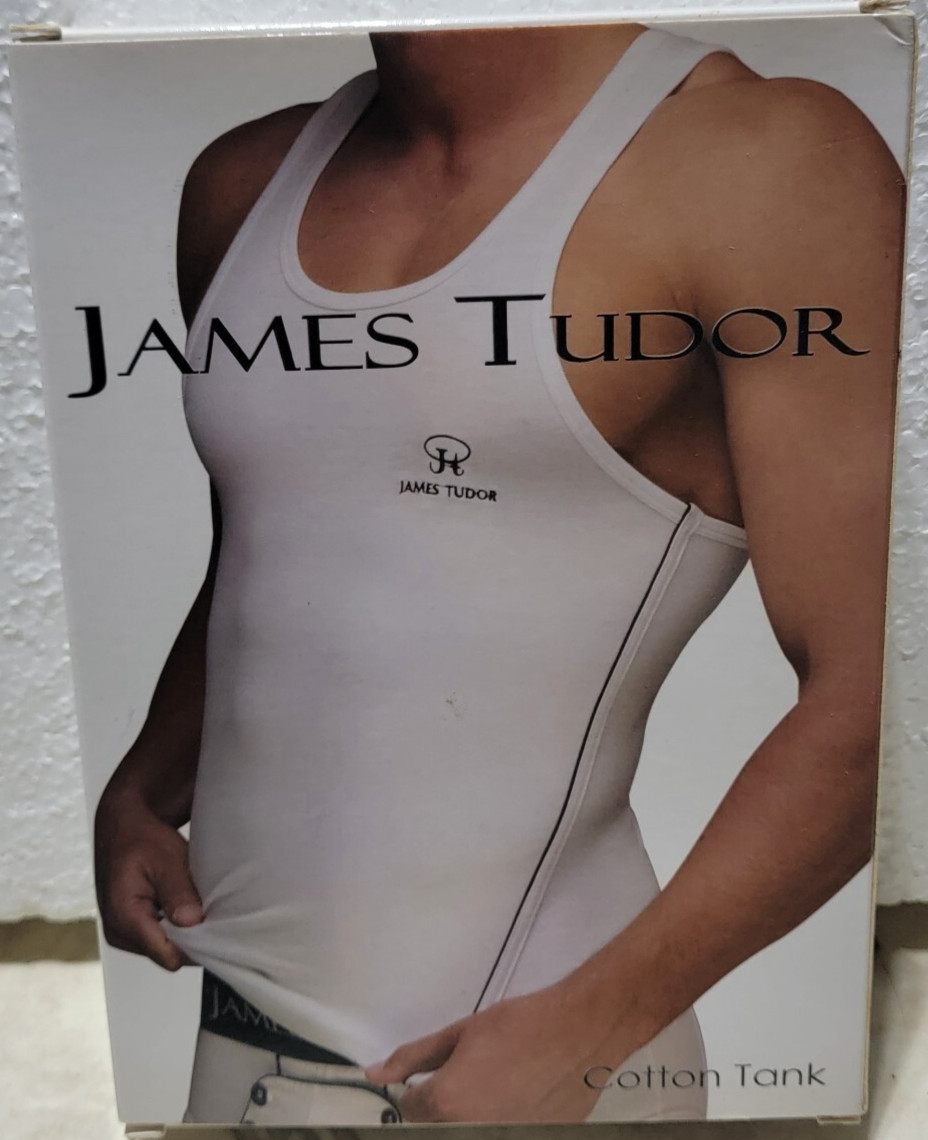 JAMES TUDOR TANK TOP, SIZE M, WHITE, 95% COTTON, 5% ELASTANE, FOR ACTIVE MEN